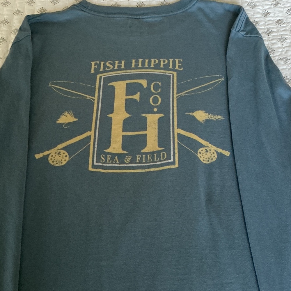 Fish Hippie long sleeve T shirt, large, blue